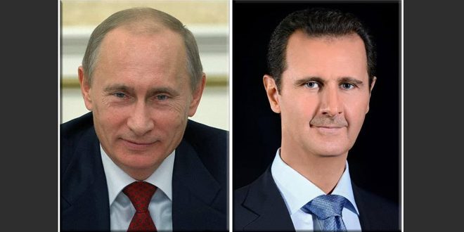الرئيس الأسد في برقية تهنئة للرئيس بوتين: نأمل أن يشهد العام الجديد مزيداً من التألق للعلاقات المتميزة بين سورية وروسيا  