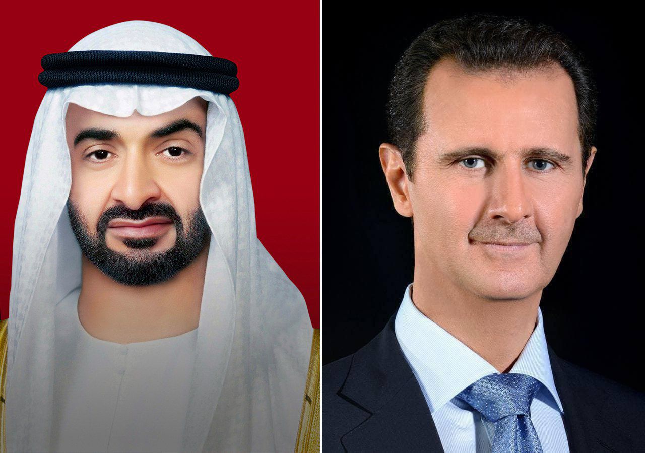 الرئيس الأسد والشيخ محمد بن زايد يتبادلان التهاني 