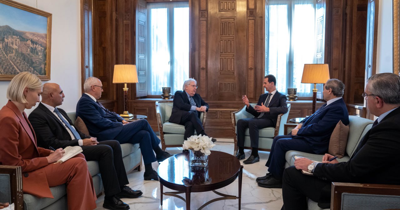 الرئيس بشار الأسد يبحث مع مارتن غريفيث وكيل الأمين العام للأمم المتحدة للشؤون الإنسانية ومنسق الإغاثة في حالات الطوارئ 